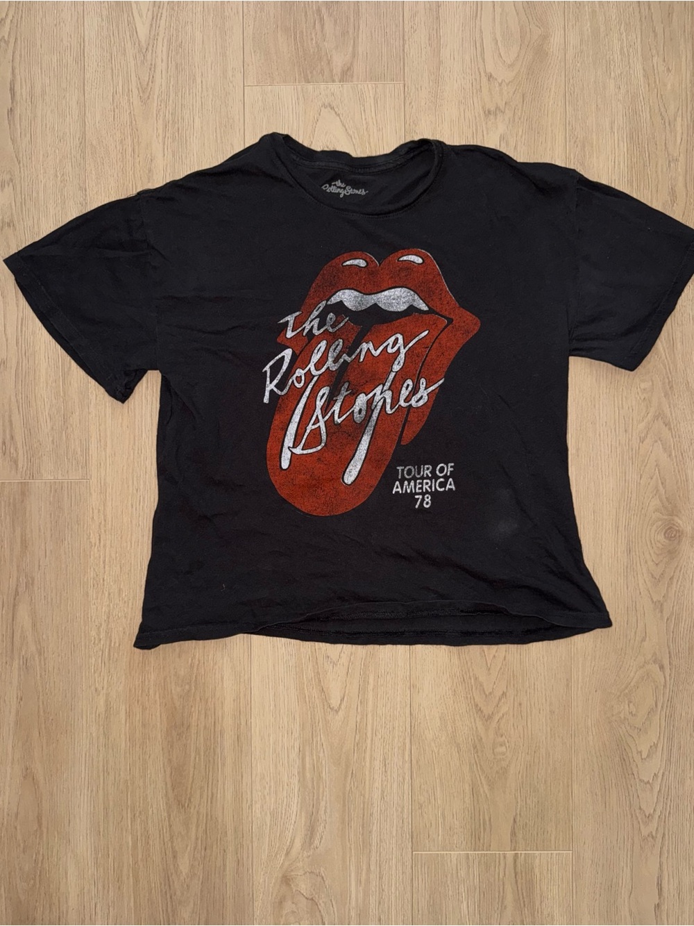 the Rolling Stones Charcoal Shirt‎ with Red Tongue Graphic